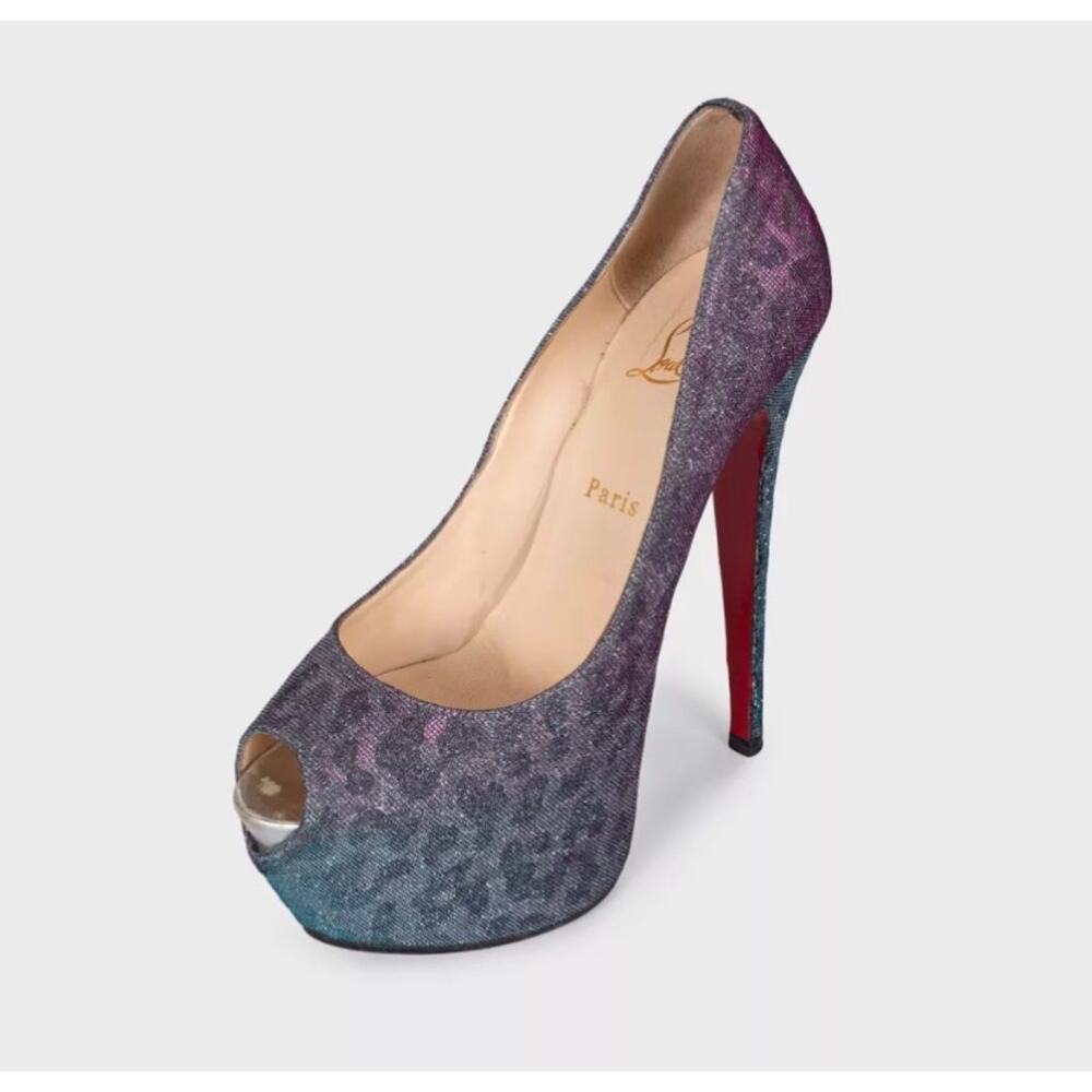 Christian Louboutin Silver Glitter Open Toe Heels - EU 40 - Picture 3 of 5